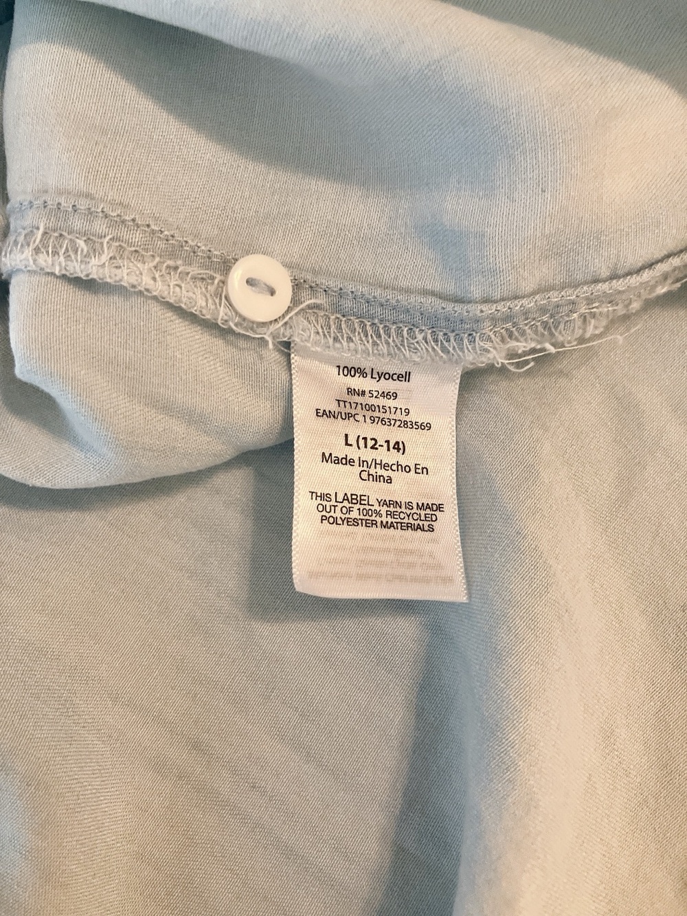 Time & Tru Light Blue Short-Sleeve Chambray Button-Down Shirt Large - Picture 8 of 11